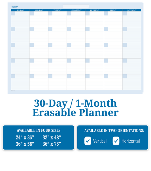 1-Month 30-Day Dry Erasable Wall Calendar
