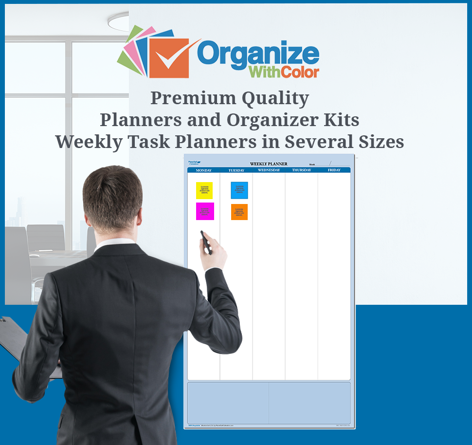 Weekly 5 Column Dry-Erasable Sticky-Note Task and Goals Planner