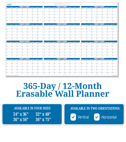 Yearly Undated Dry Erasable Wall Calendar