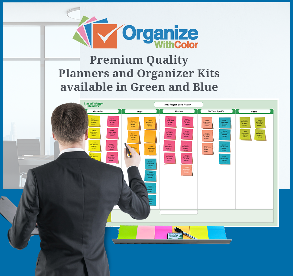 5-Column Dry-Erasable Sticky-Note Task & Goals Planner Kit with Customizable Headings