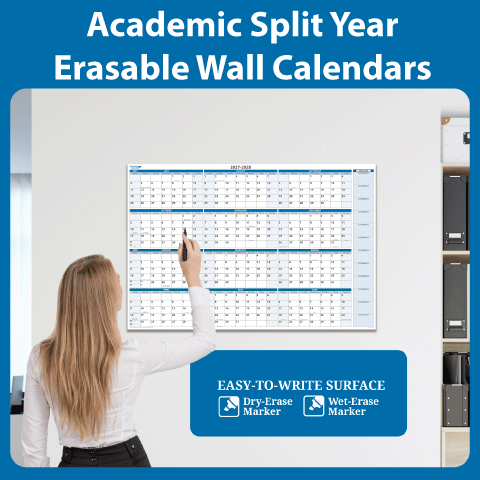 thumbnail image 2 of 2025 Sky Blue Dry And Wet Erasable Wall Calendar 32h X 48w Includes Marker And Eraser- 25H48BN 2 of 13