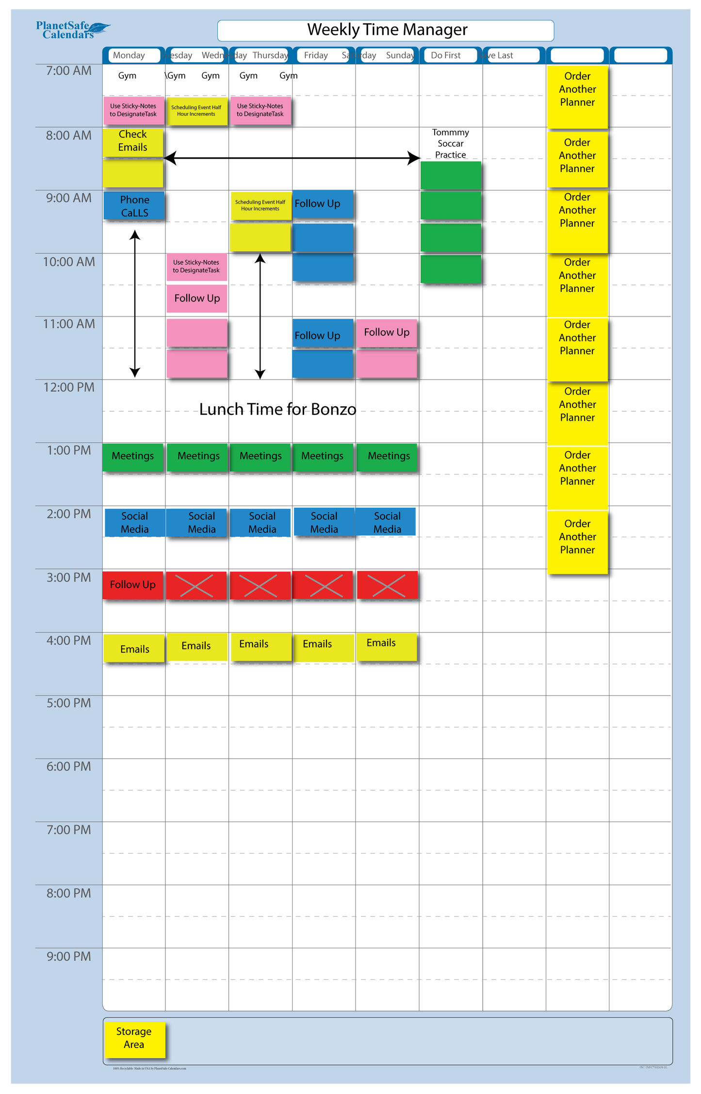 9-ColumnTime Manager - 3 Sizes to pick from