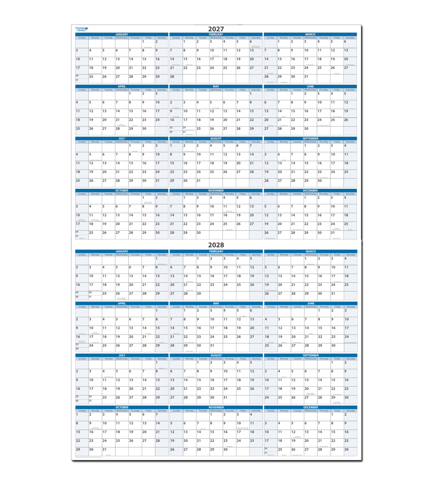 2-Full Year Calendars