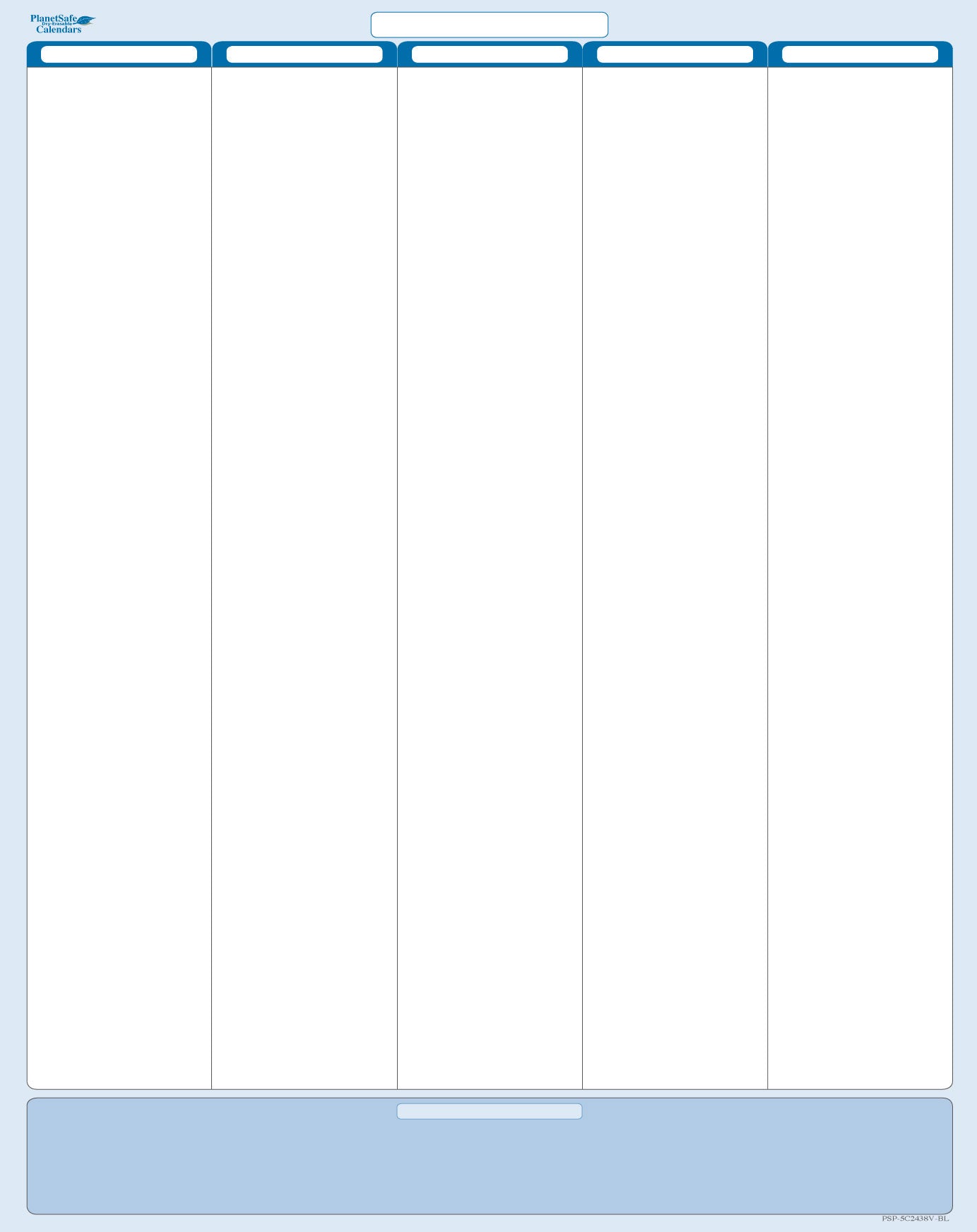 5 Column 19" x 24" Dry-Erasable Sticky-Note Wall Planner Kit