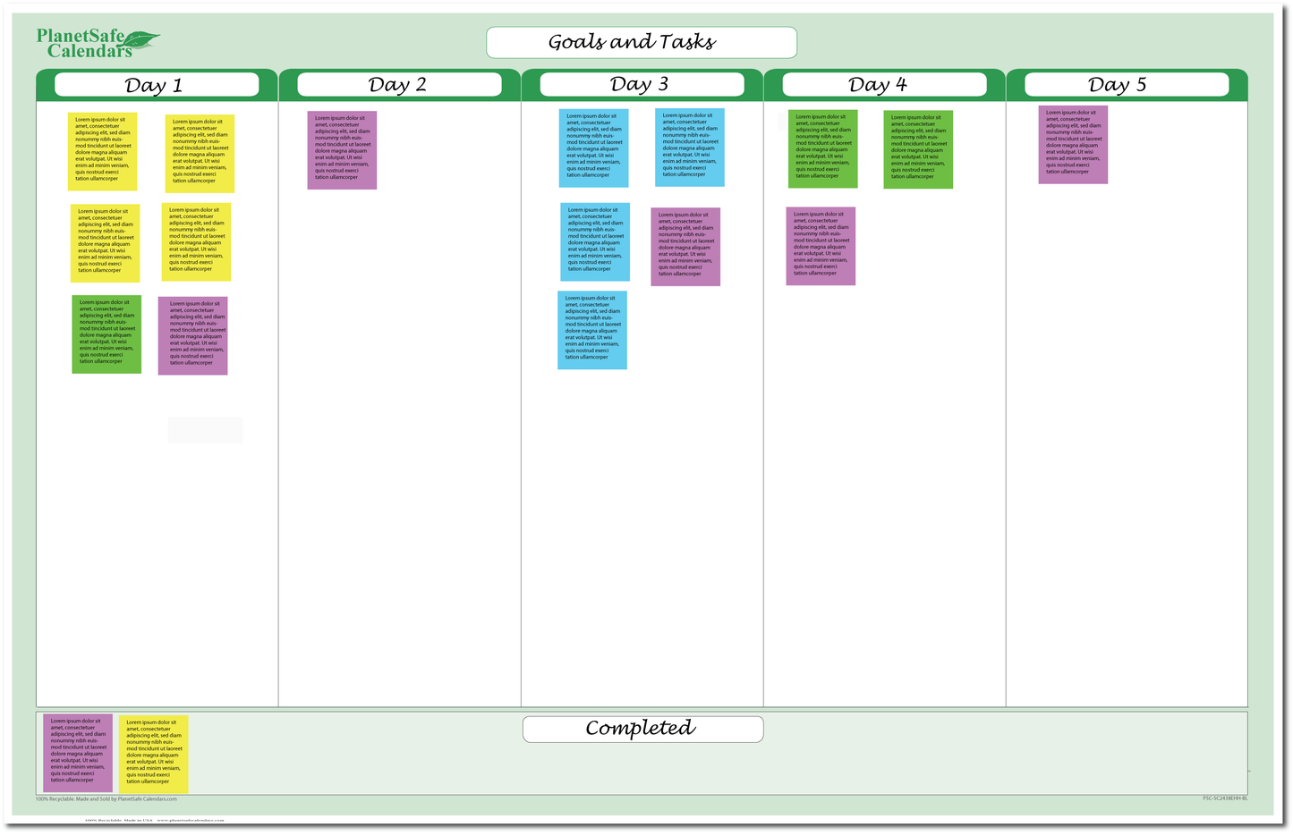 5-Column Dry-Erasable Sticky-Note Task & Goals Planner Kit with Customizable Headings