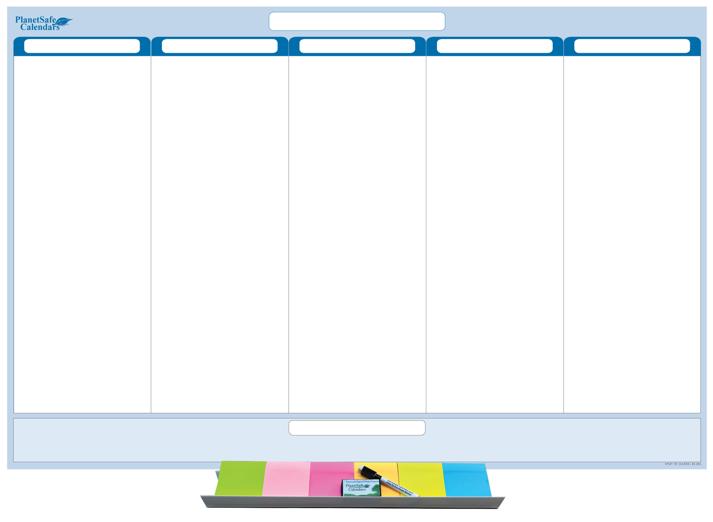 5-Column Dry-Erasable Sticky-Note Task & Goals Planner Kit with Customizable Headings