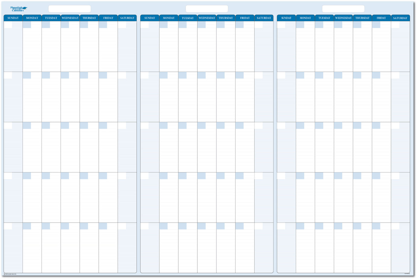 3-Month 90-Day Dry Erasable Wall Calendar