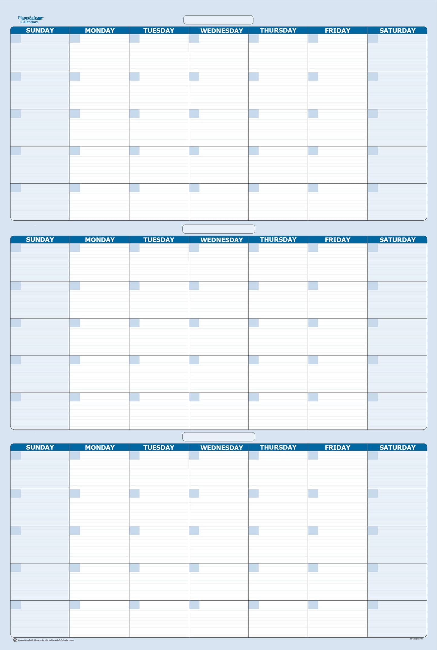 3-Month 90-Day Dry Erasable Wall Calendar