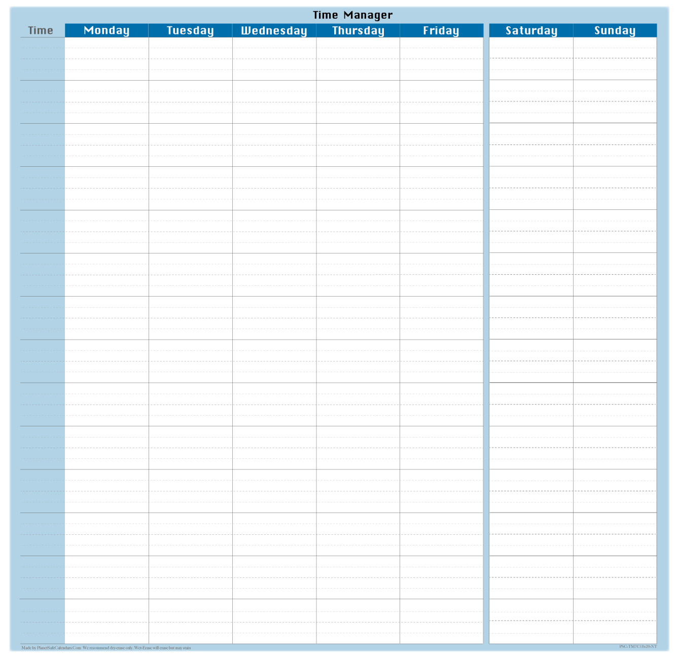 Wall time manager 18 inches by 18.5 inches for time management planning