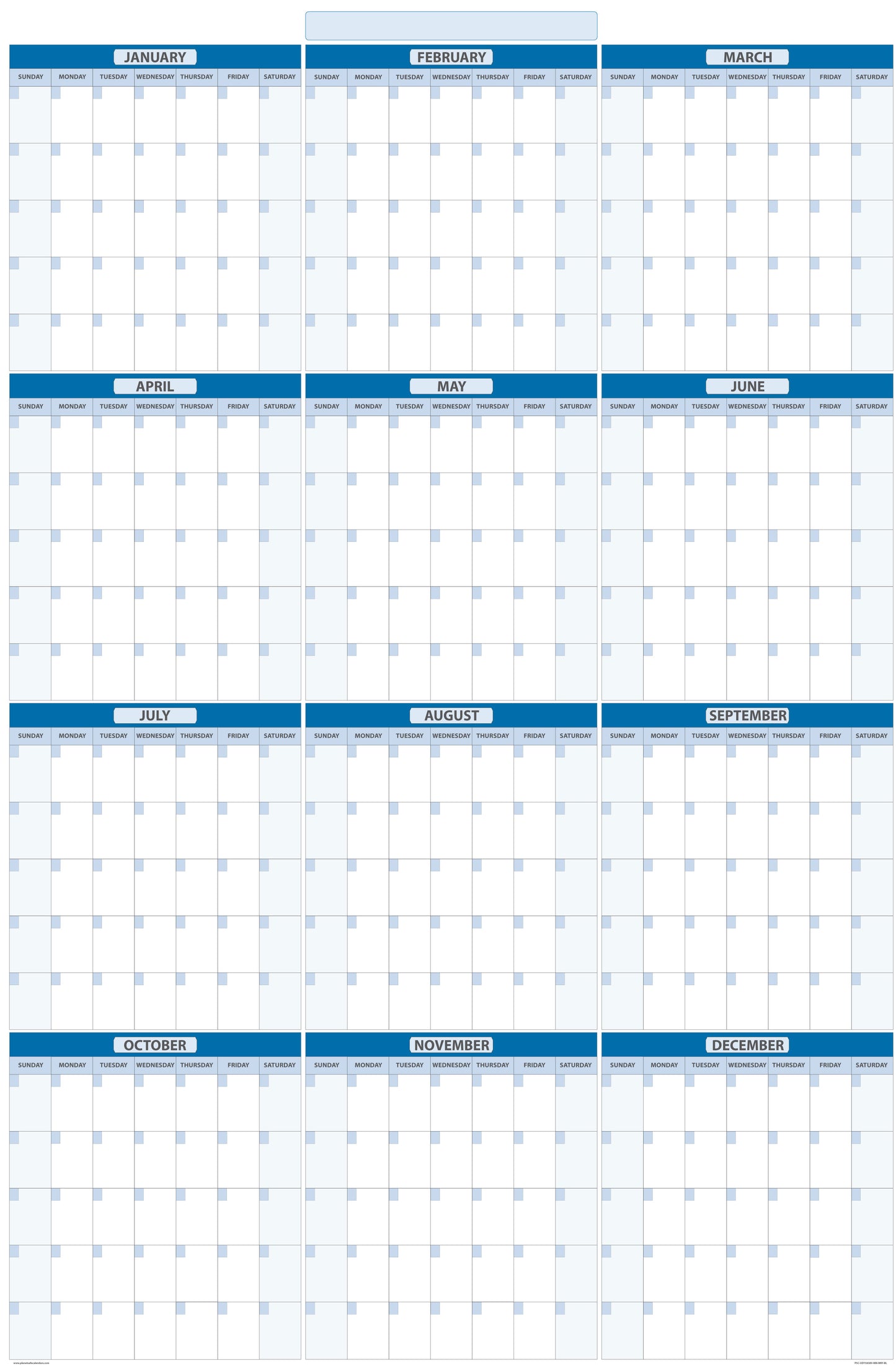 Yearly Undated Dry Erasable Wall Calendar