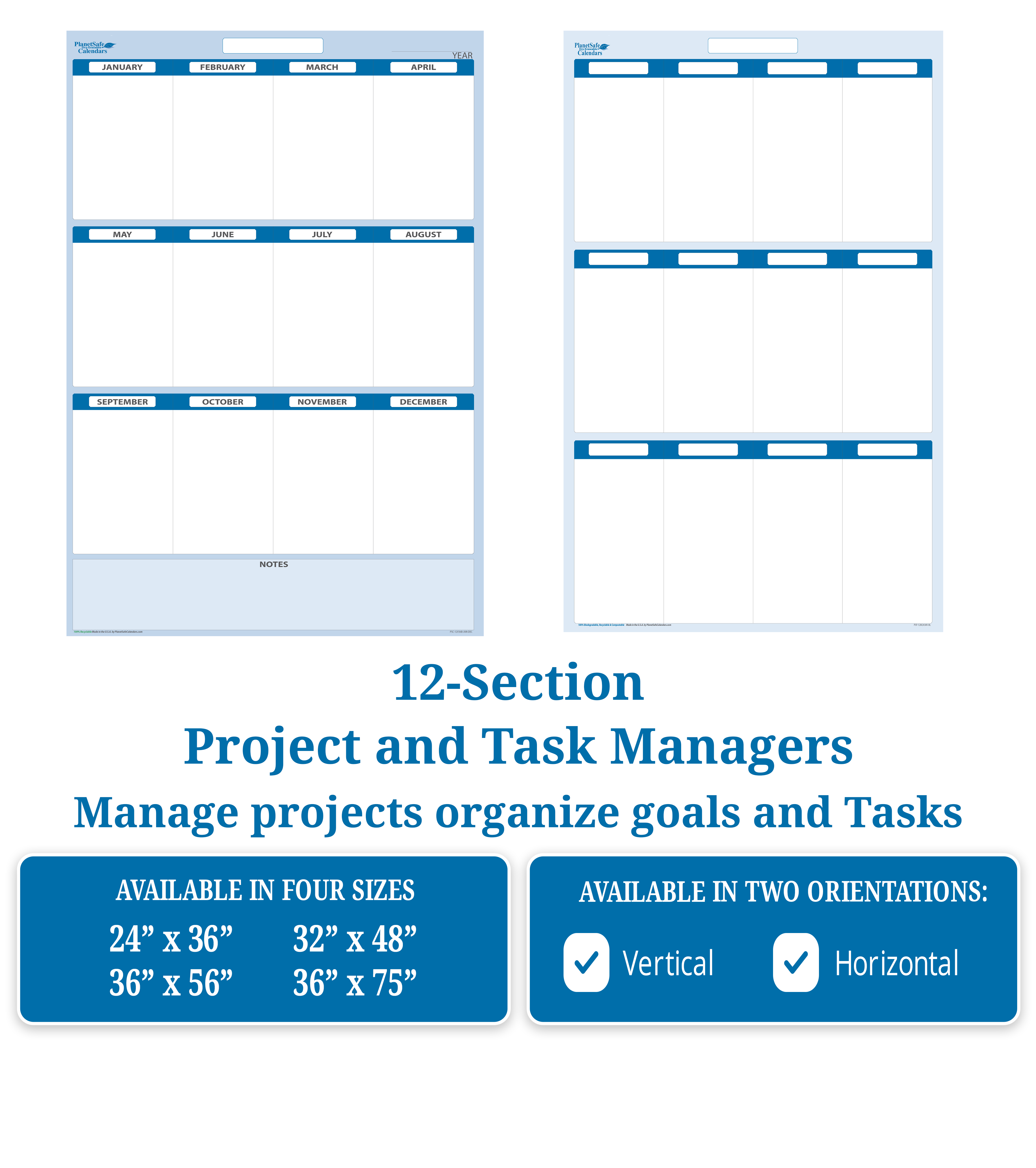 Section Calendar Goals and Task Organizer 12-Section Planner – PlanetSafe Planners ...